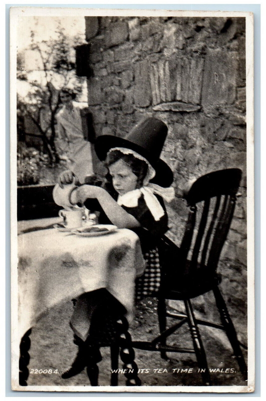 Wales Postcard A Kid with Pot When Its Tea Time 1951 Vintage Posted RPPC Photo