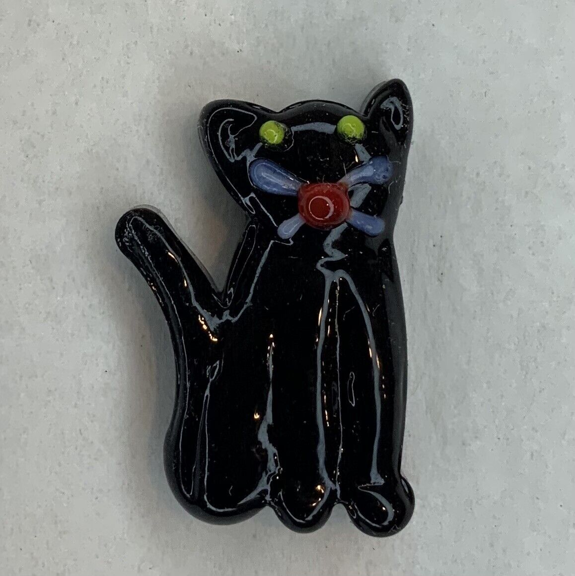 Festive Treasures Mini Glass Halloween BLACK CAT Tiny Collectible Figurine - New