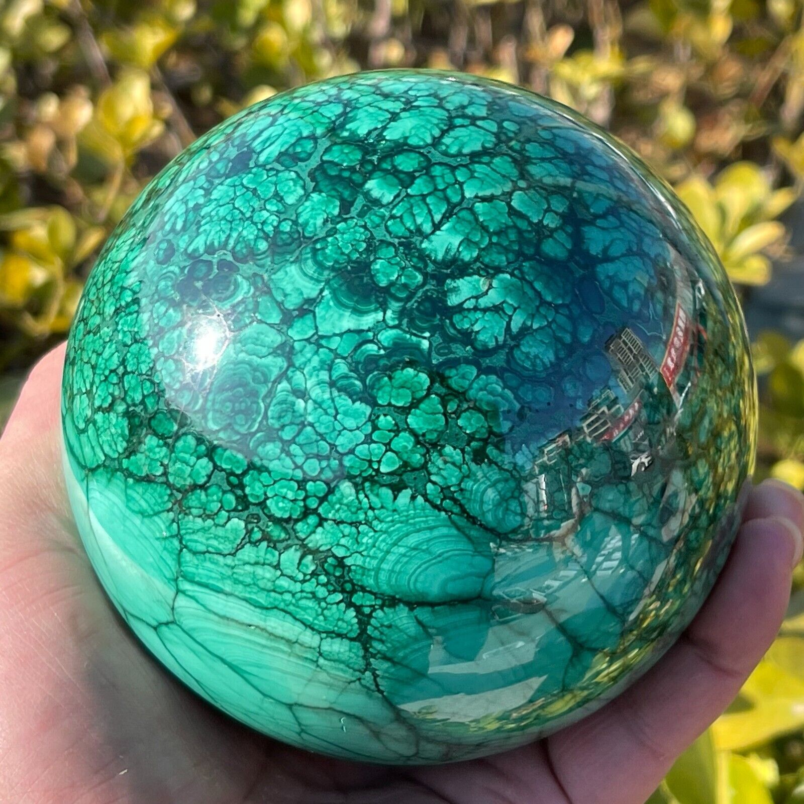 4.7-5.2LB Natural malachite Quartz ball carved Crystal random Sphere Healing