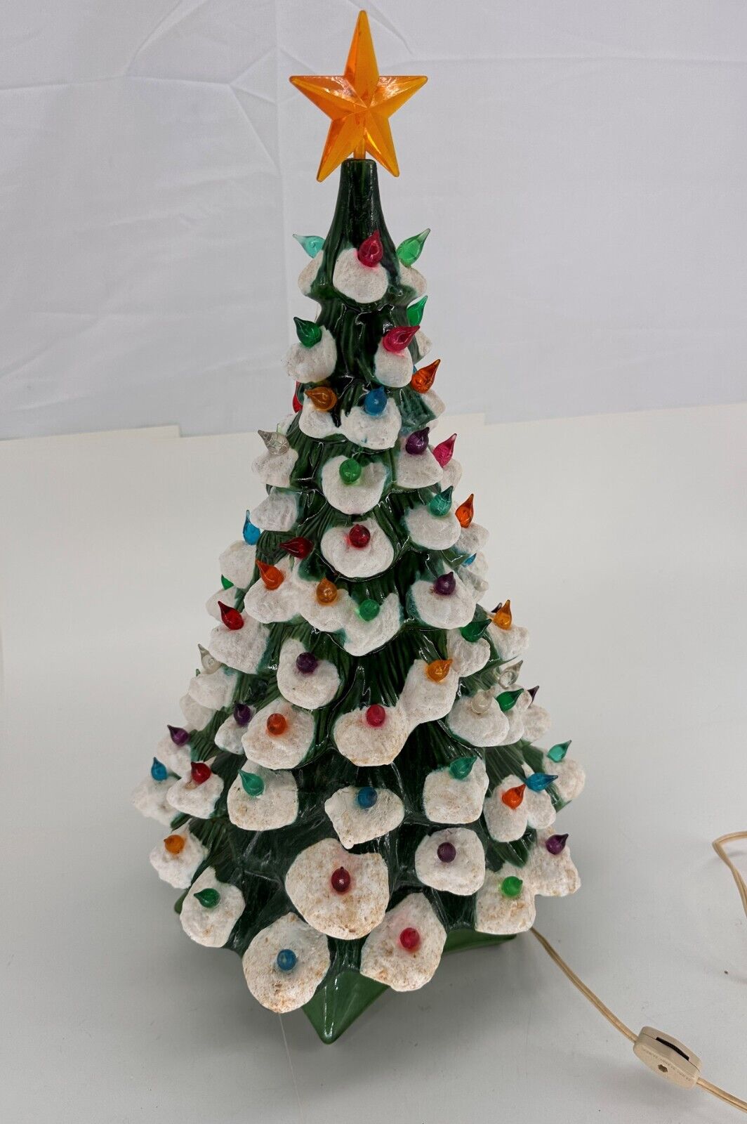 Large VTG 70\'s Holland Mold Ceramic Christmas Tree 20” with Lights