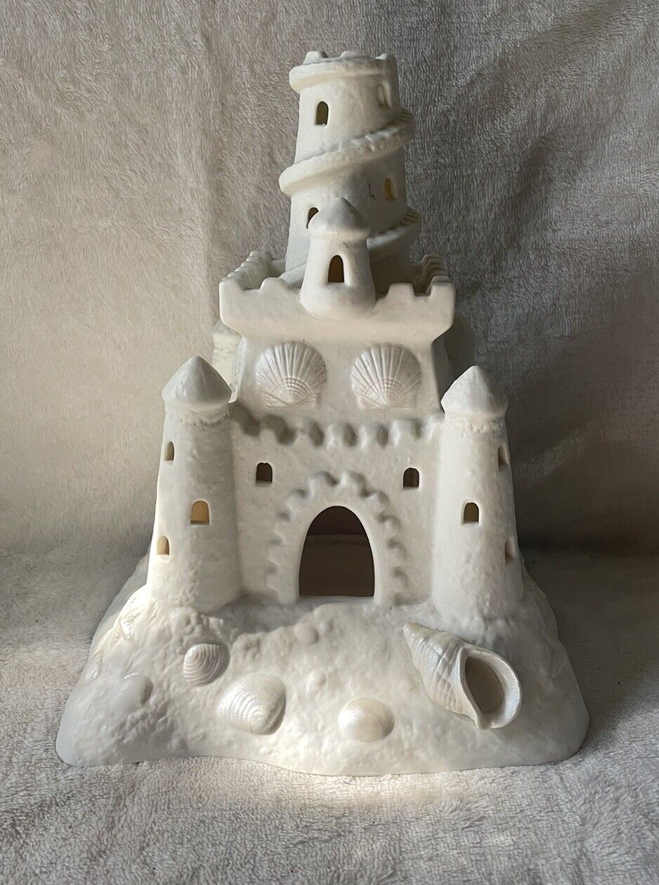 Partylite Sand Castle Tea Light Candle Holder White Bisque Porcelain