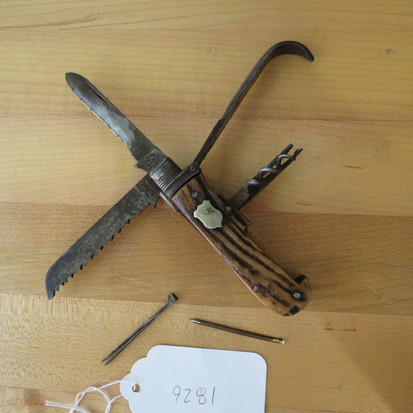 Vintage Antique Charles Shamrock knife (a lot of ware and broken blade) (l#9281)