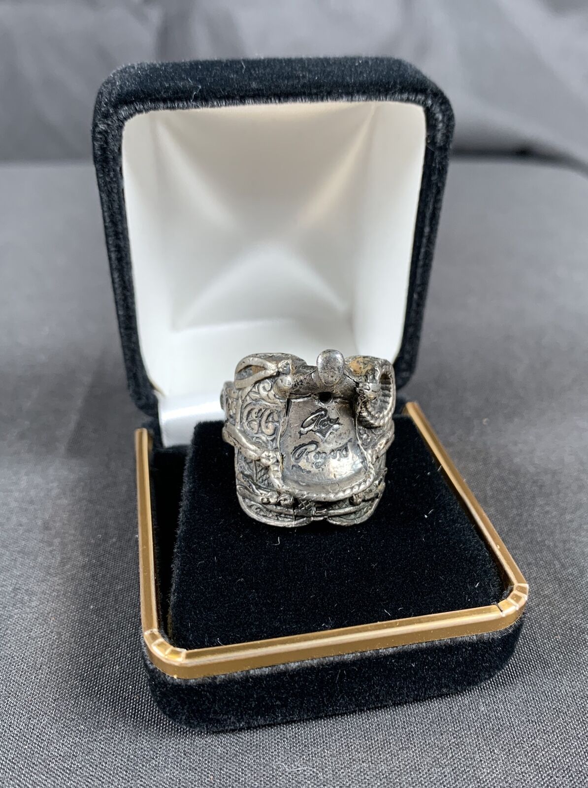 ✨Roy Rogers Size 11.5 Engraved Sterling Nickel Silver Western Horse Saddle Ring
