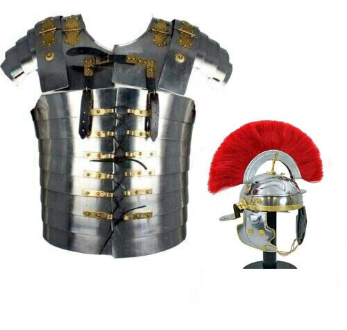 Roman Lorica Segmentata Breastplate Larp with Roman Centurion Helmet Armour