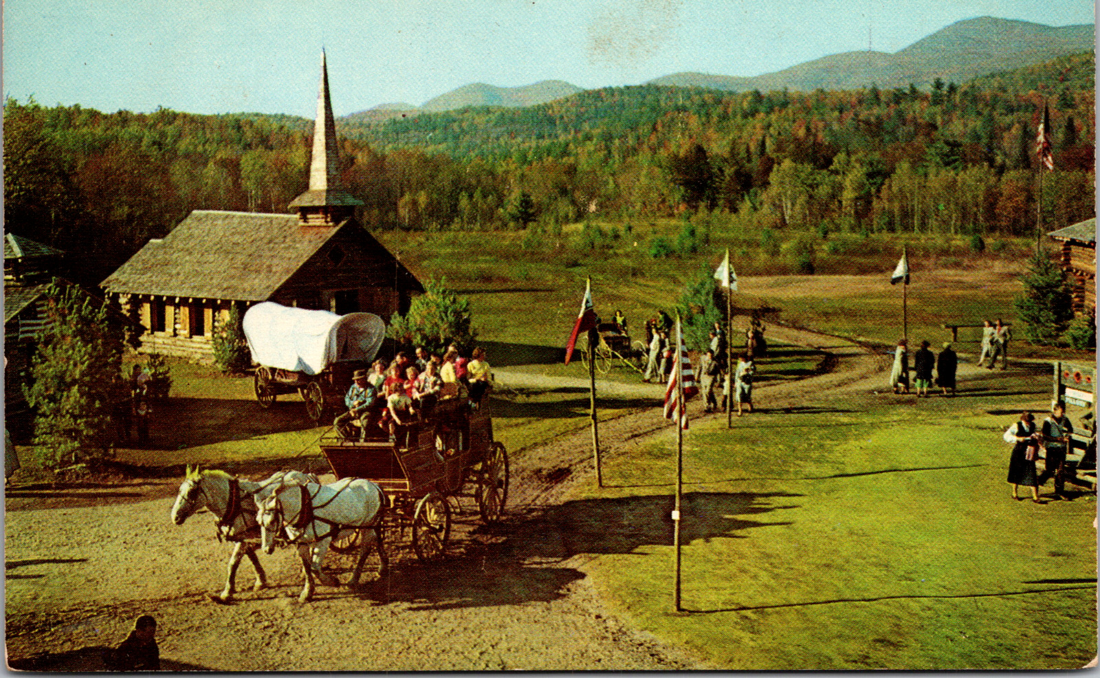 Vintage C. 1960s Stage Coach at Frontier Town Schroon Lake New York NY Postcard