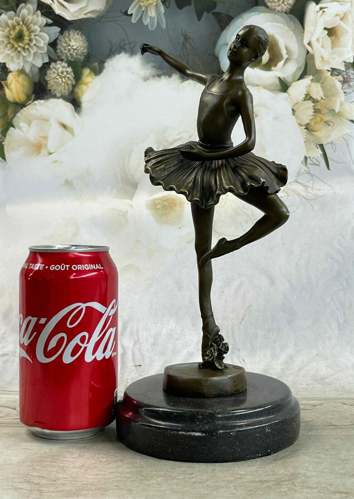 Signed M.Lopez Brown Patina Prima Ballerina Bronze Sculpture Marble DEAL