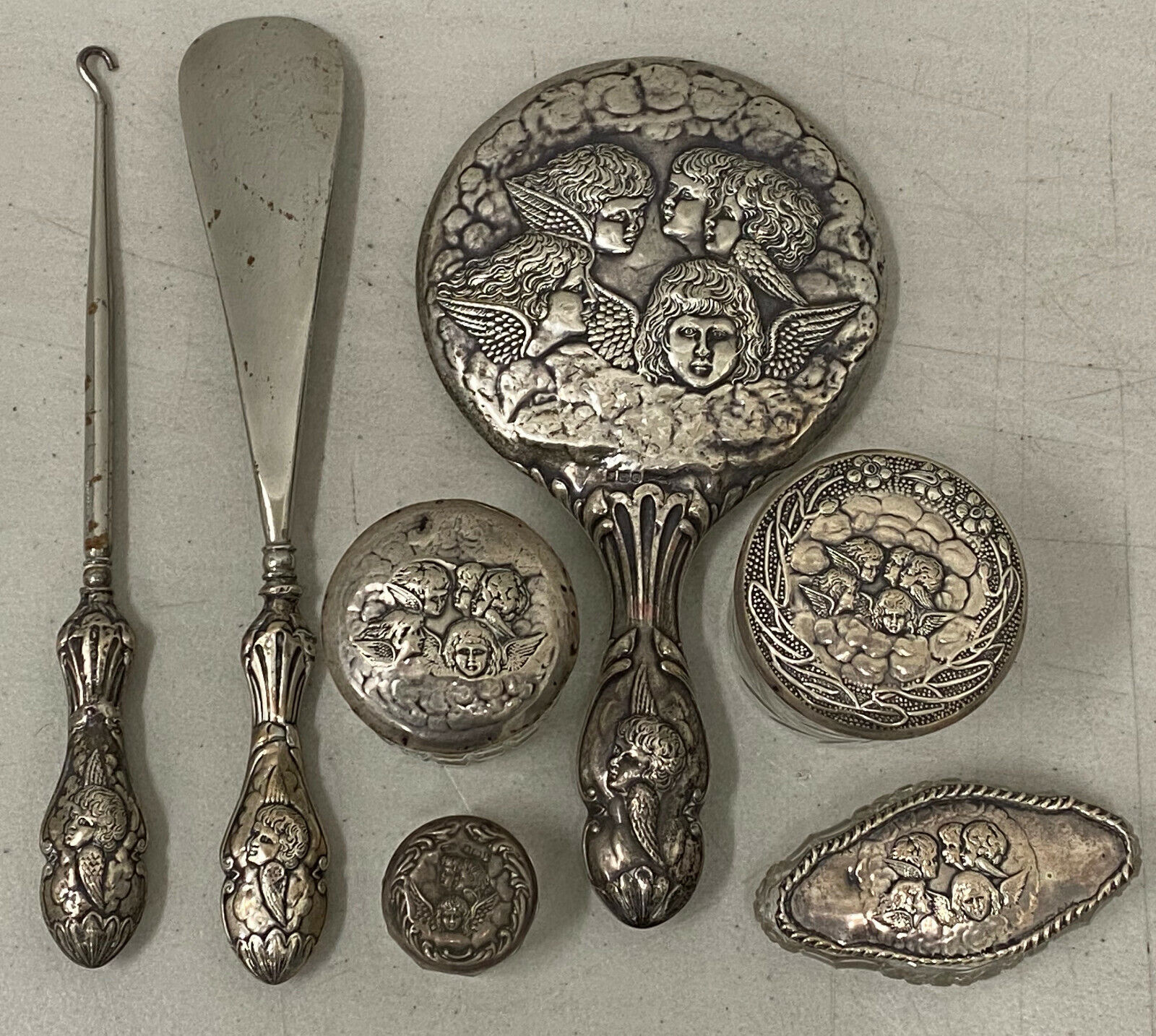 19th Century Sterling Silver Vanity Set w/ Hallmarks