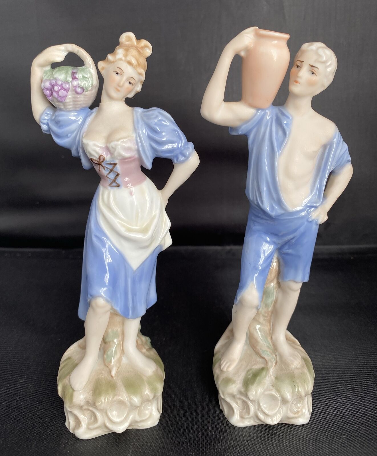 Pair Of Vintage Porcelain Ardalt Grape Harvest Figurines Man & Woman 7710 @70