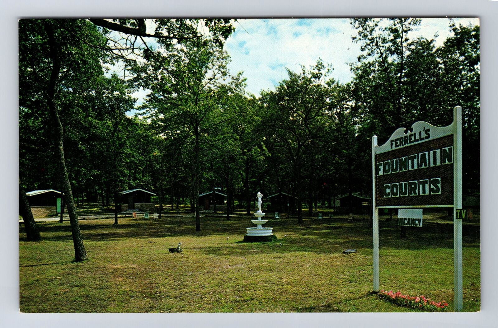 Prudenville MI-Michigan, Ferrell's Fountain Courts, Antique, Vintage Postcard