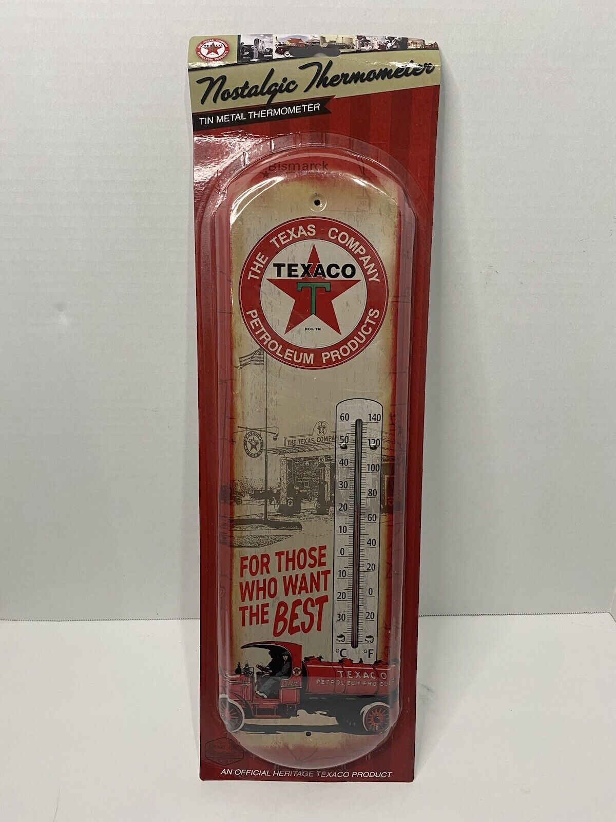 Texaco Gas Indoor Outdoor Metal Tin Thermometer Nostalgic 17 X 5 Inches 