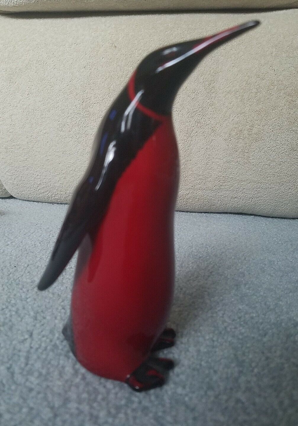 EMPEROR Royal Doulton Flambe Red & Black Penguin Collectible Figurine RARE 