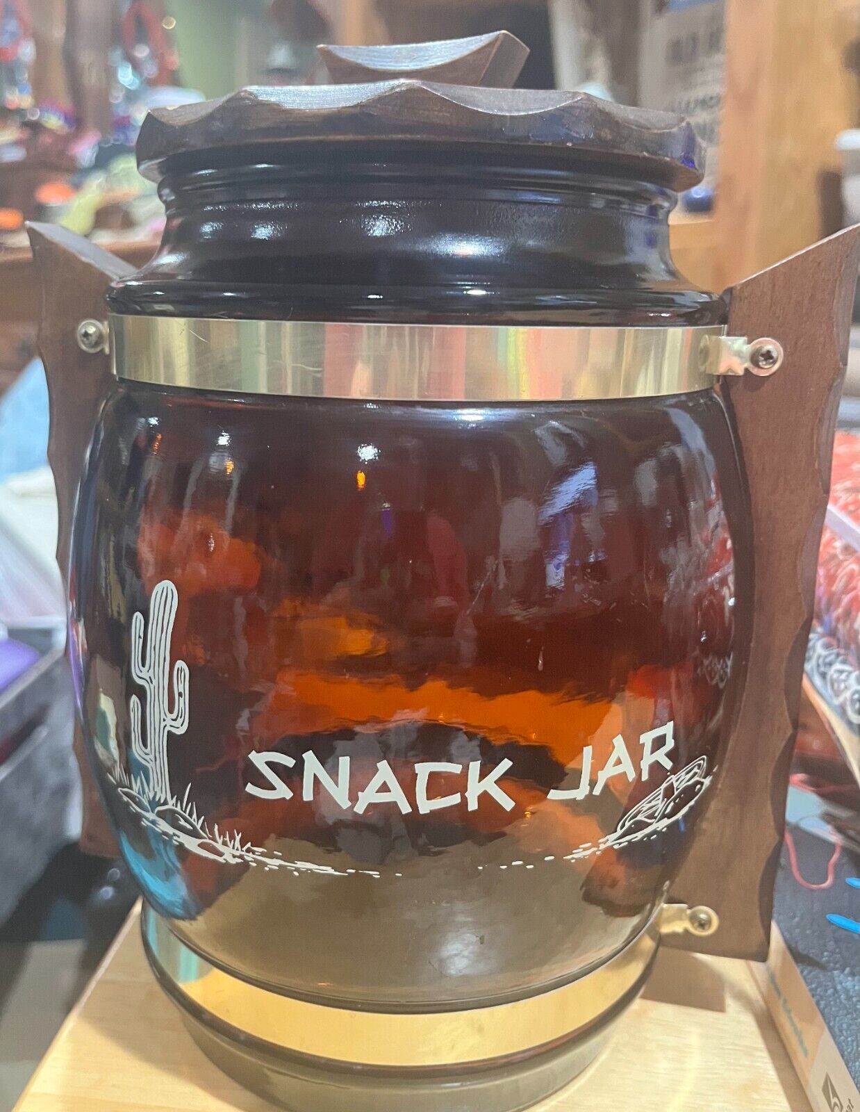 vintage siesta ware barrel snack jar