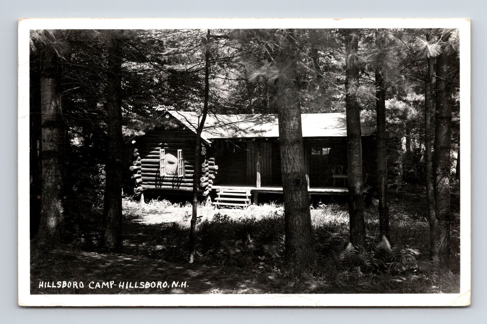 1961 RPPC Hillsboro Camp Log Cabin From Maureen Kneeland Hillsboro NH Postcard