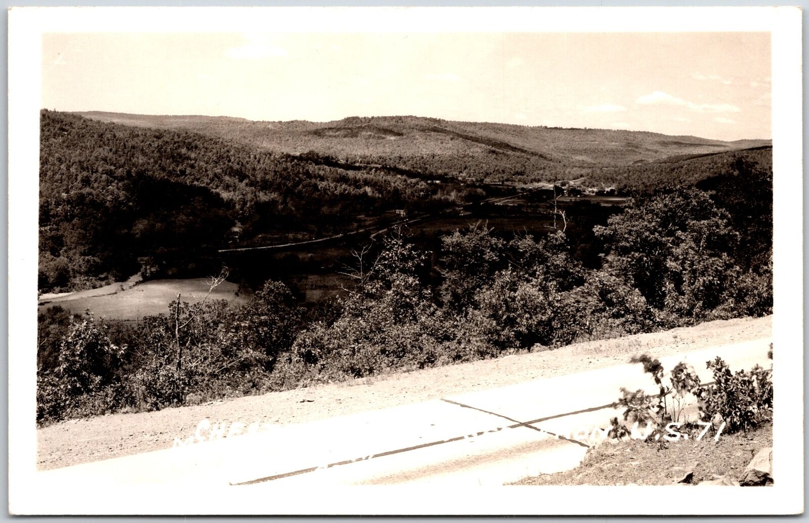 Highway Mountain Roadway View Real Photo RPPC Postcard