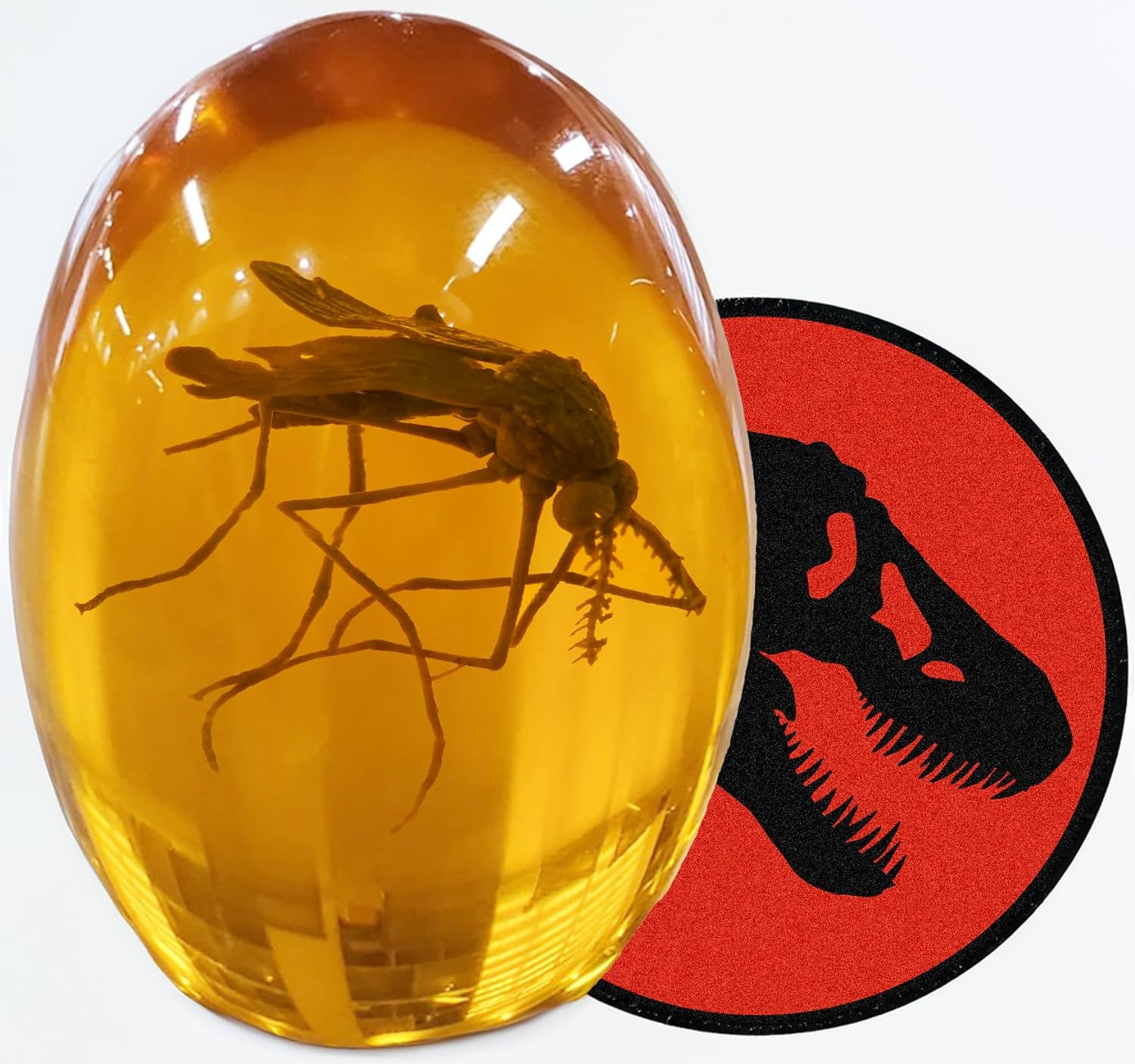 Jurassic 3D Mosquito in Amber Resin | True 3D Original Design Realistic Flat Bot