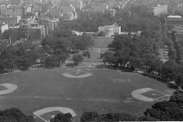 Vintage 1940s White House BASEBALL FIELD Lot Washington DC Original Photo