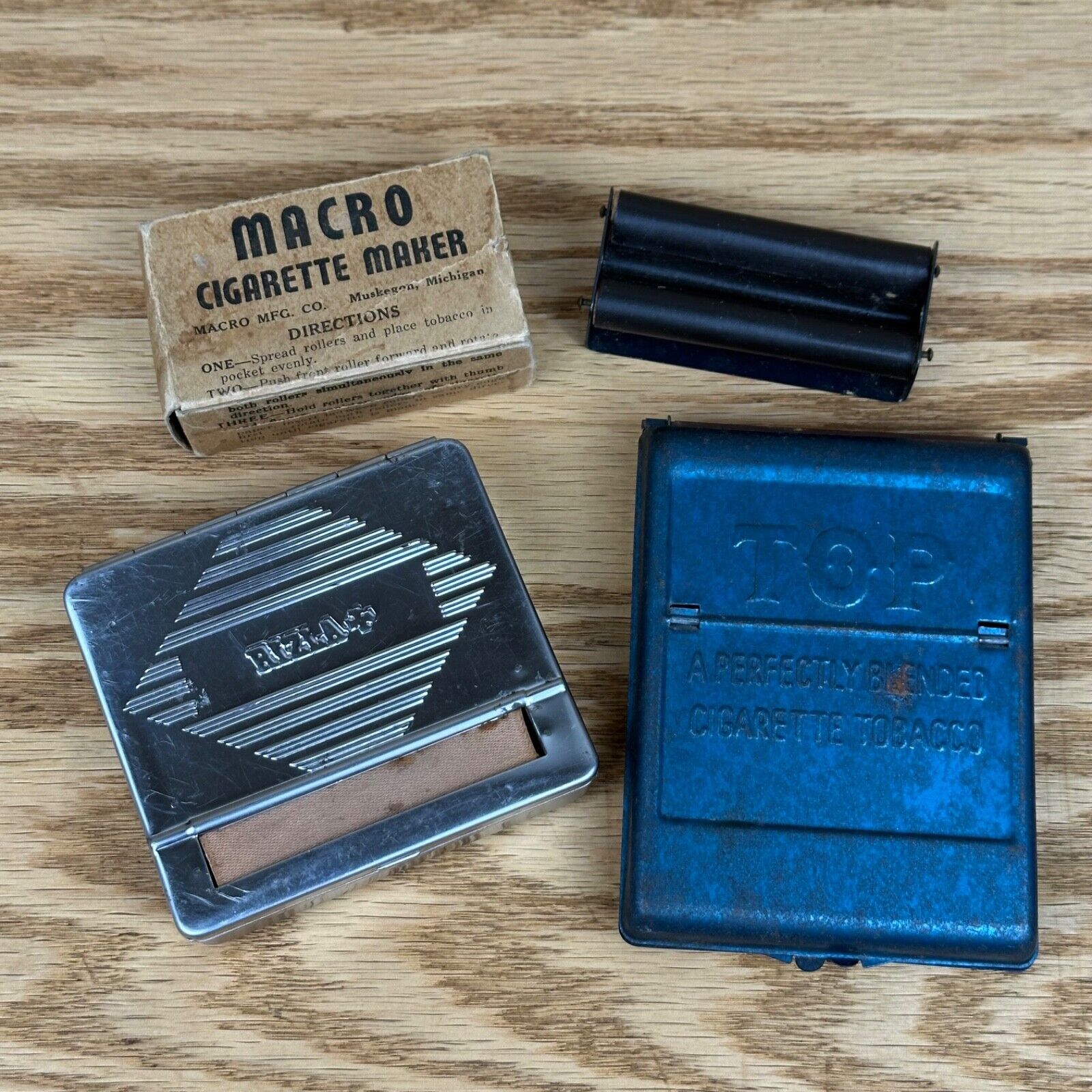 Vintage Lot ~ Top Blue Pocket Cigarette Roller Rizla & Macro Maker ~ 60’s