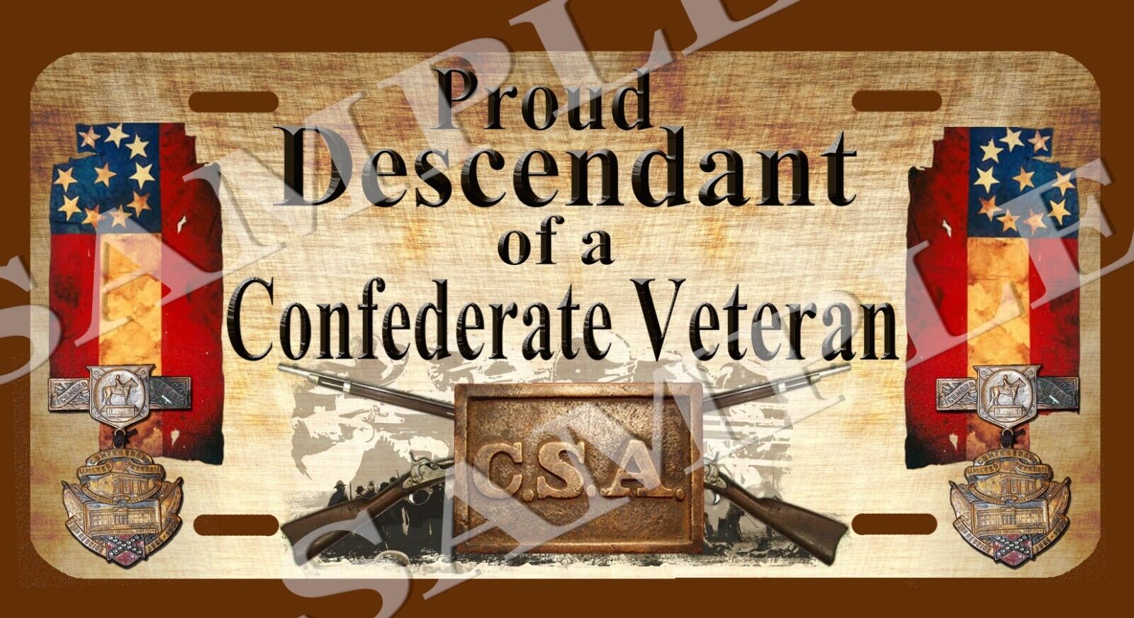 Proud Descendant of a Confederate Veteran Civil War Themed vehicle license plate