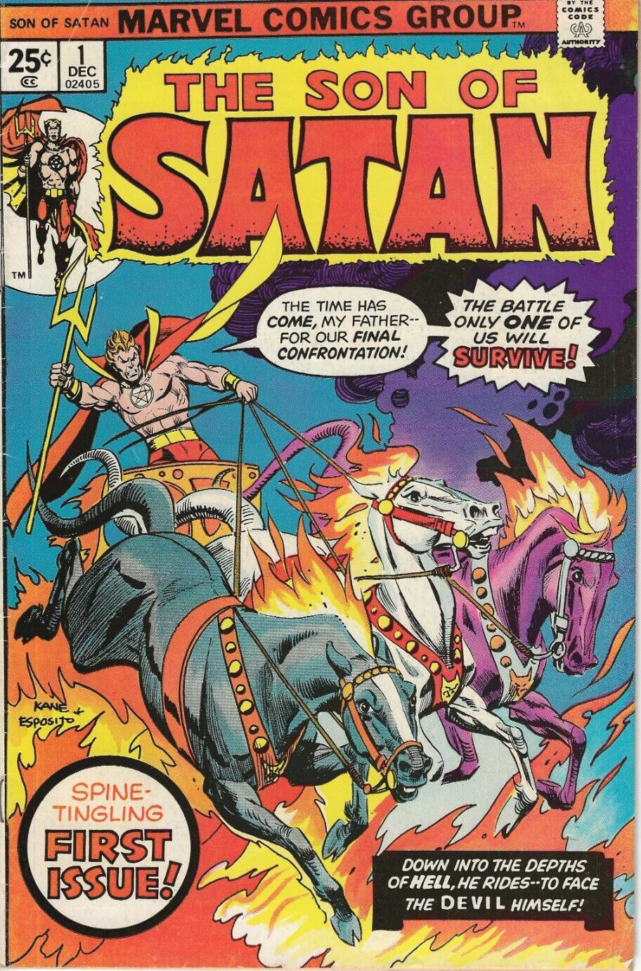 Son of Satan #1 ORIGINAL Vintage 1975 Marvel Comics 1st Hellstrom Solo Series FN