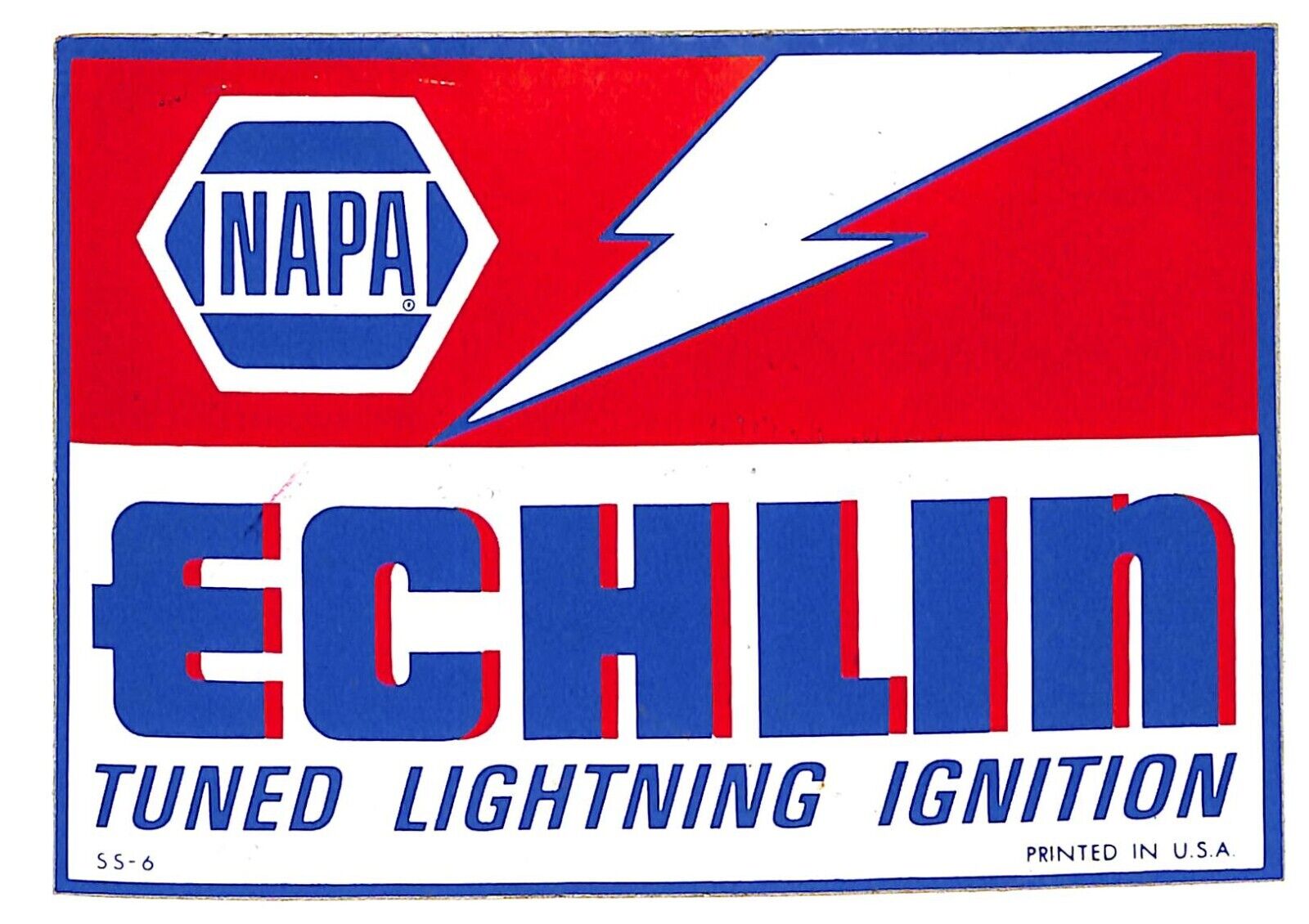 Napa Echlin Tuned Lightning Ignition Racing Decal / Auto Sticker c1970