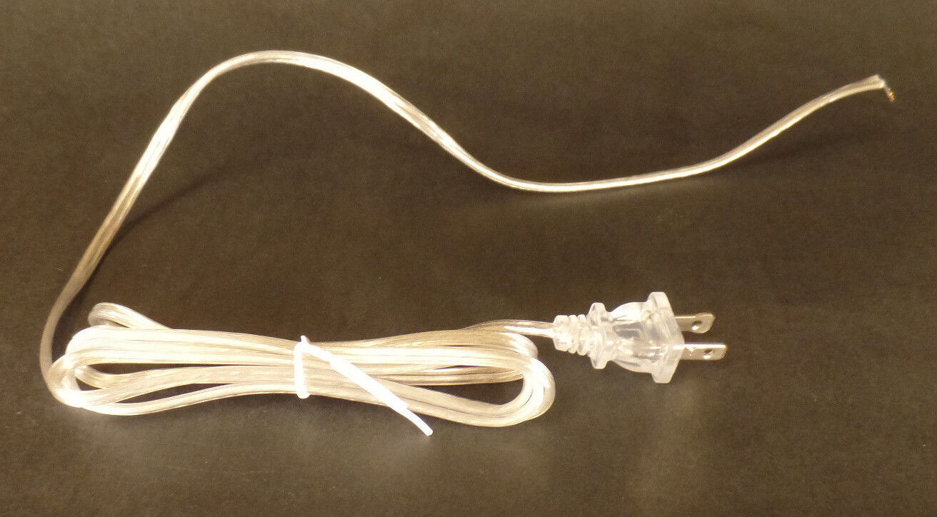 NEW 6\' Clear Silver 18/2 Plastic Covered Lamp Cord Plug Set SPT-1, U.L. #CS703