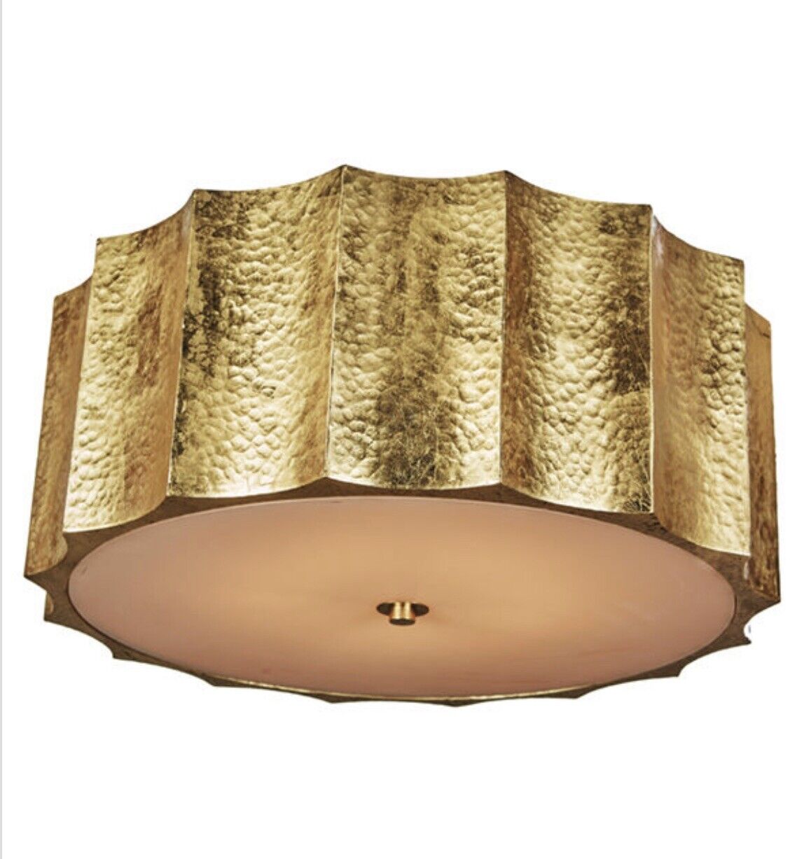 Aidan Gray Ceiling Light Flush Mount. Unique Gold Hammered Design.