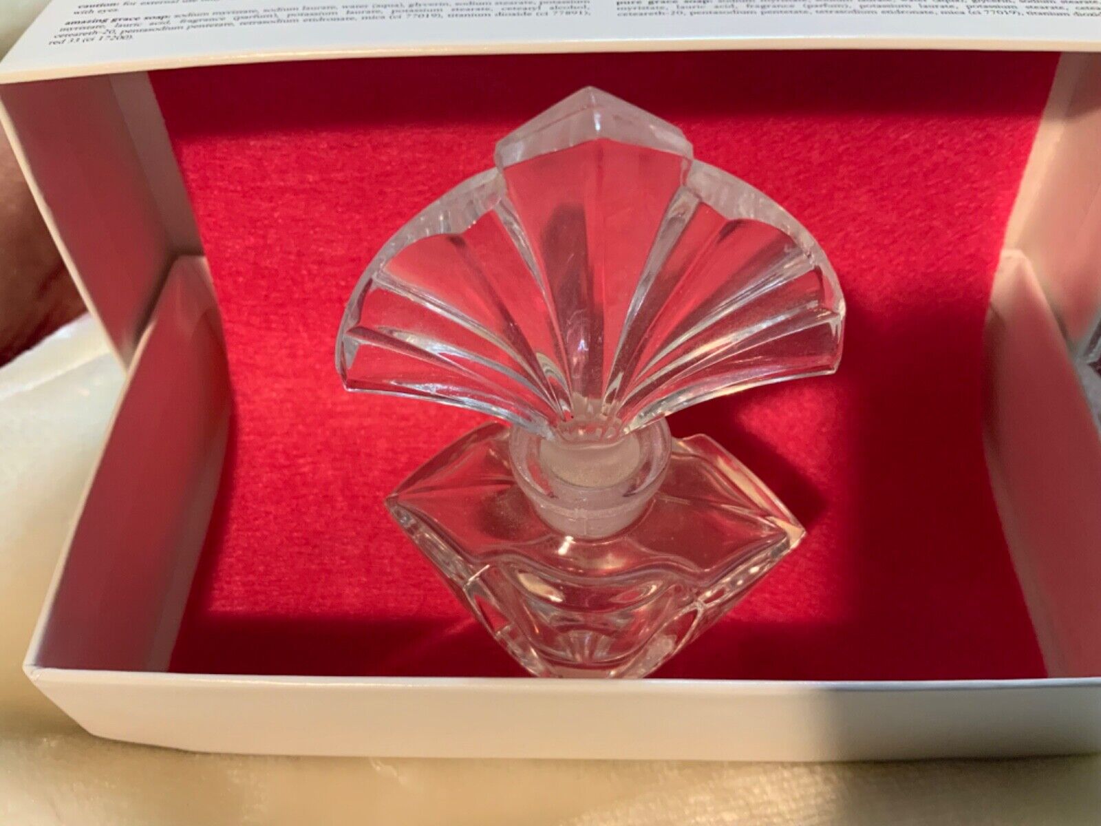 Vintage Glass Perfume Decanter beautiful fan shaped top