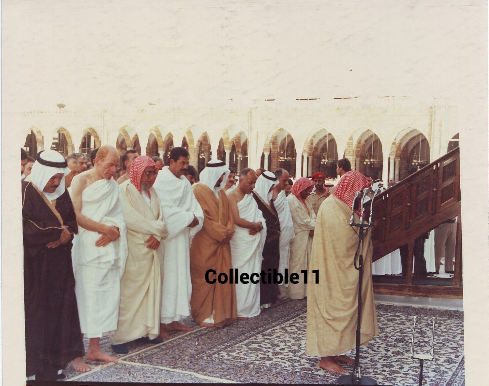 Iraq. Reprinted photo Saddam Hussain in a visit to Mecca Saudi Arabia, 1988.  3K