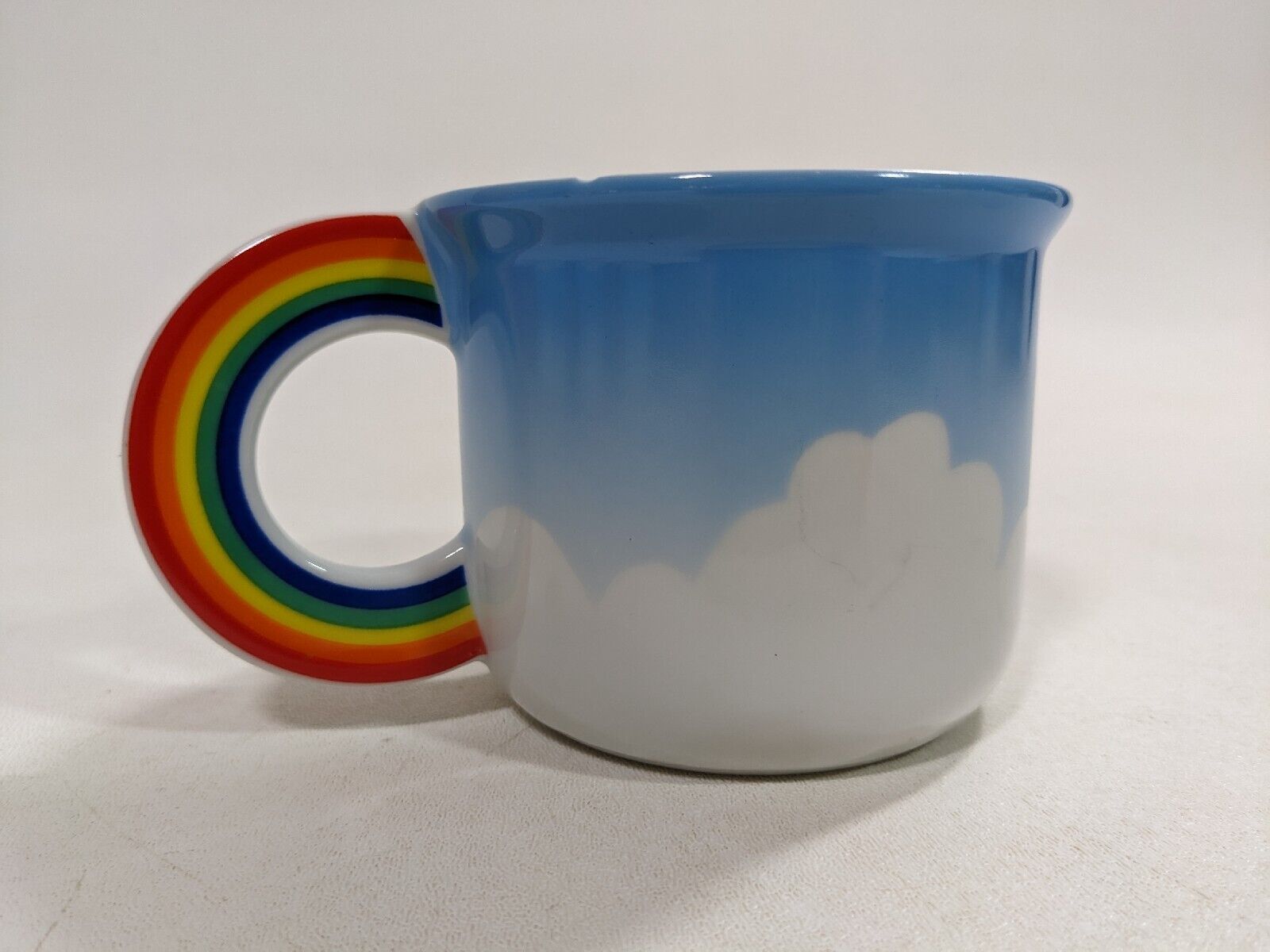 Vintage Vandor 1980 Small Mug w/ Rainbow Handle Clouds Coffee Cup Pride Rare #4