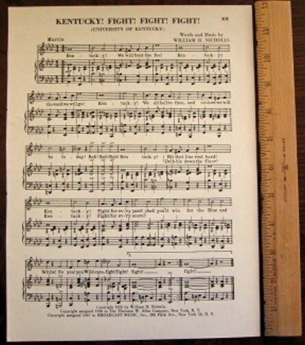 UNIVERSITY OF KENTUCKY Original Song Sheet 1953 \