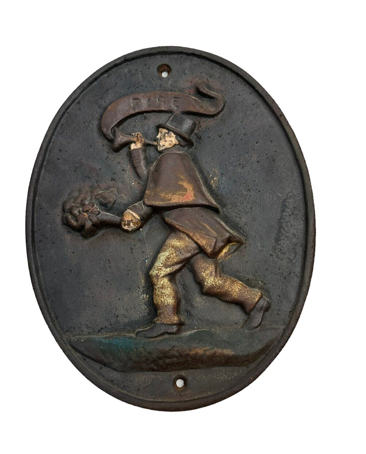 Vintage Firefighter Insurance Badge Cast Iron Plaque