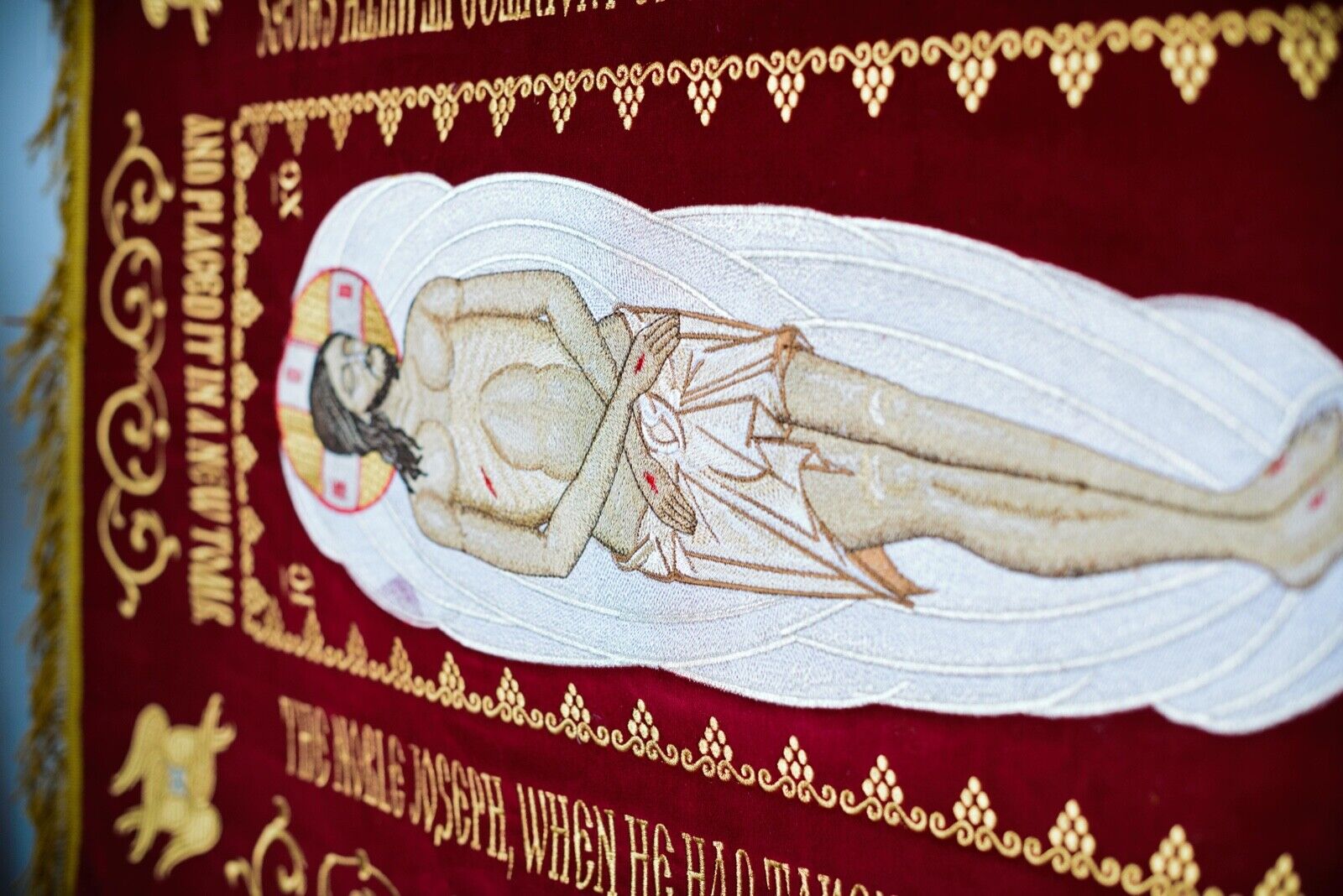 Orthodox church embroidered shroud. Medium size.