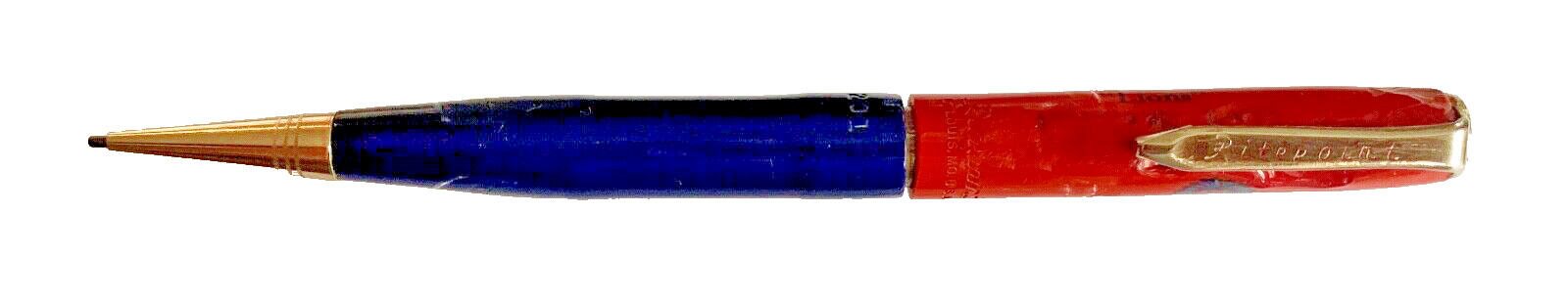 VINTAGE RITEPOINT ADVERTISING MECHANICAL PENCIL, RED / BLUE & CHROME, 1960'S
