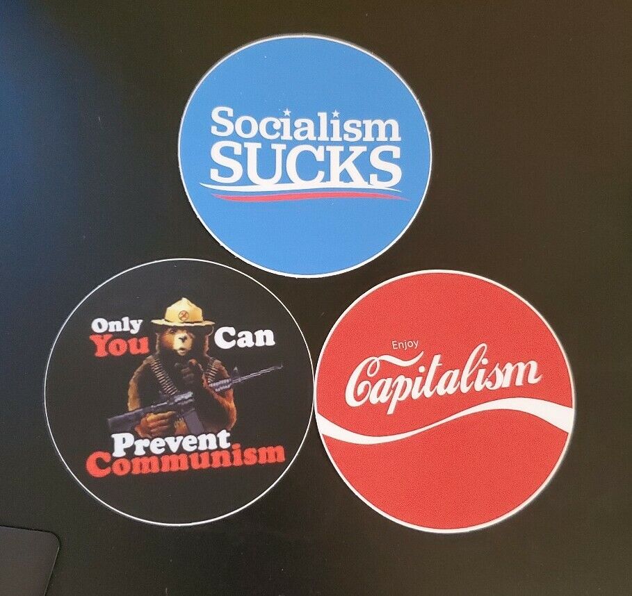 Anti Communism Socialism Sucks Pro Capitalism Political Stickers WORLDWIDE S&H
