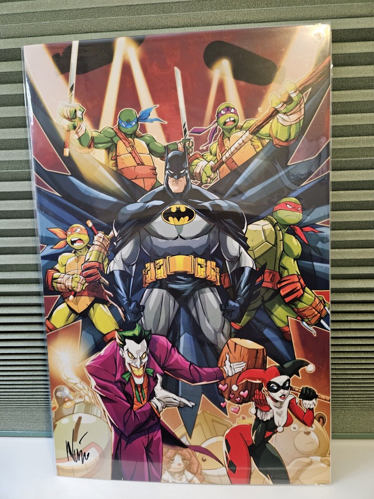Batman TMNT Adventures Joker Harley 11x17 Art Print Eddie Nunez Signed w/ COA