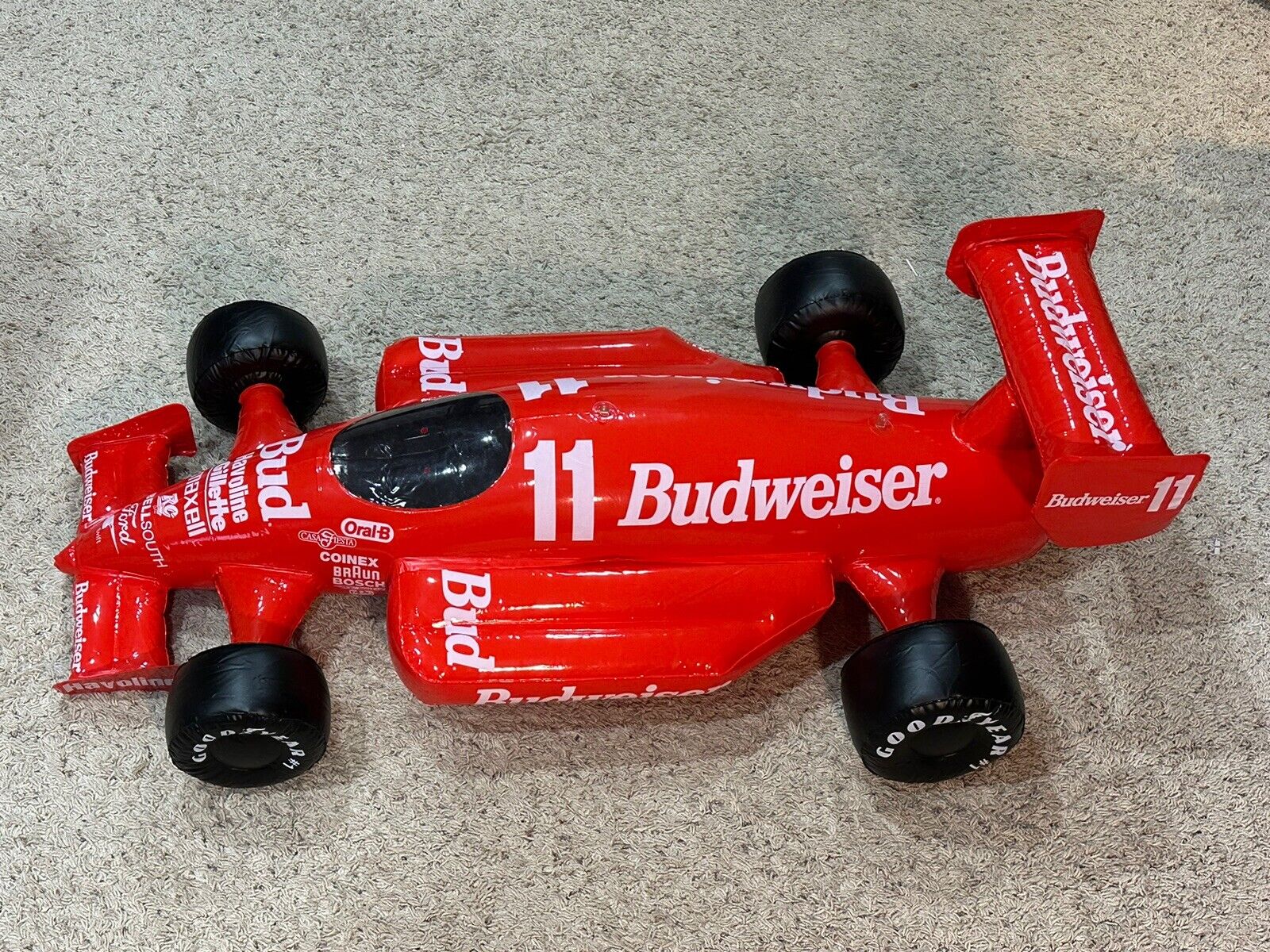 Anheuser Busch Budweiser Beer Blow Up Hanging Indy Car 42” (NIP)