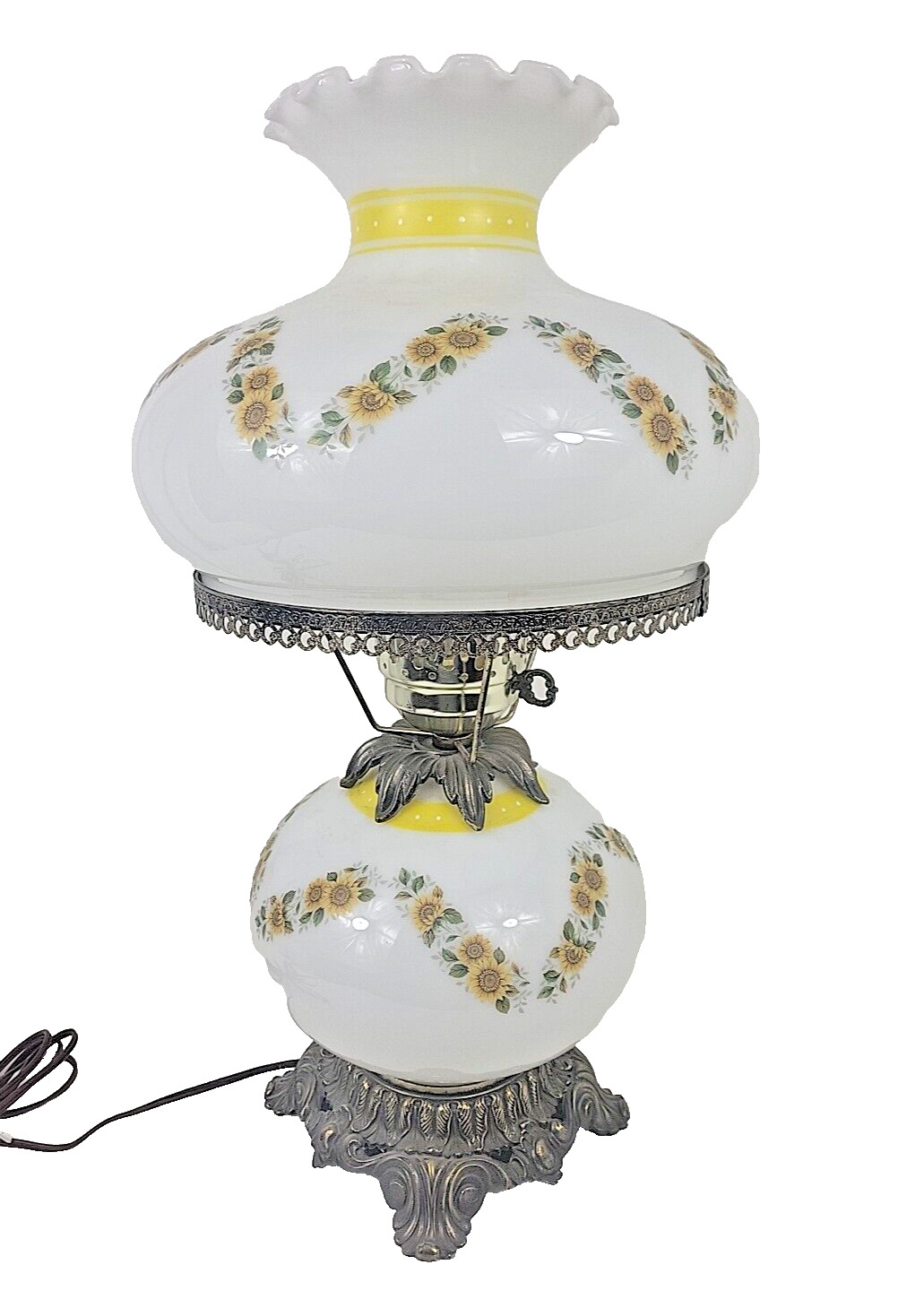 Vintage Gone with the Wind Sunflower Floral Table Lamp 21\