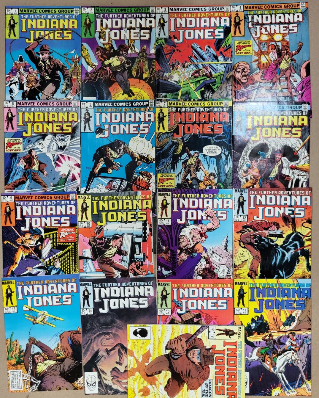 Lot of 17 Comics: Further Adventures of Indiana Jones #1-15, 17, 19 Marvel ~1984