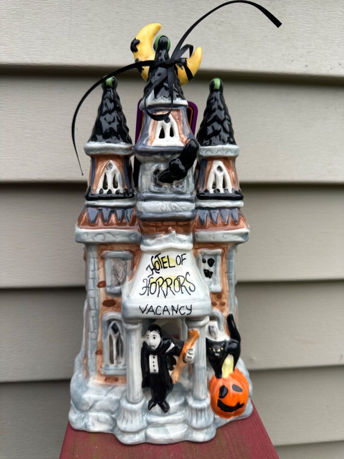 Heather Goldminc Blue Sky Haunted House Hotel of Horrors Candle Holder Halloween