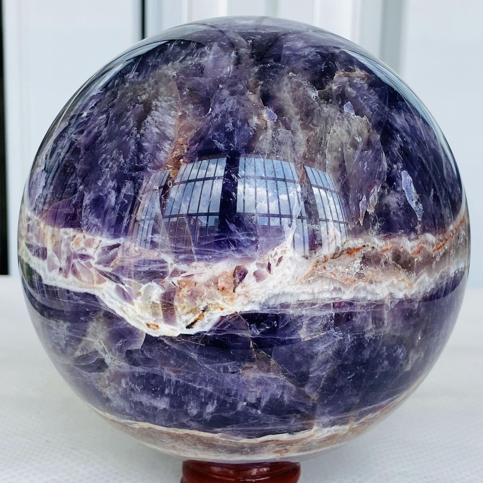 2540g Natural Dream Amethyst Quartz Crystal Sphere Ball Healing