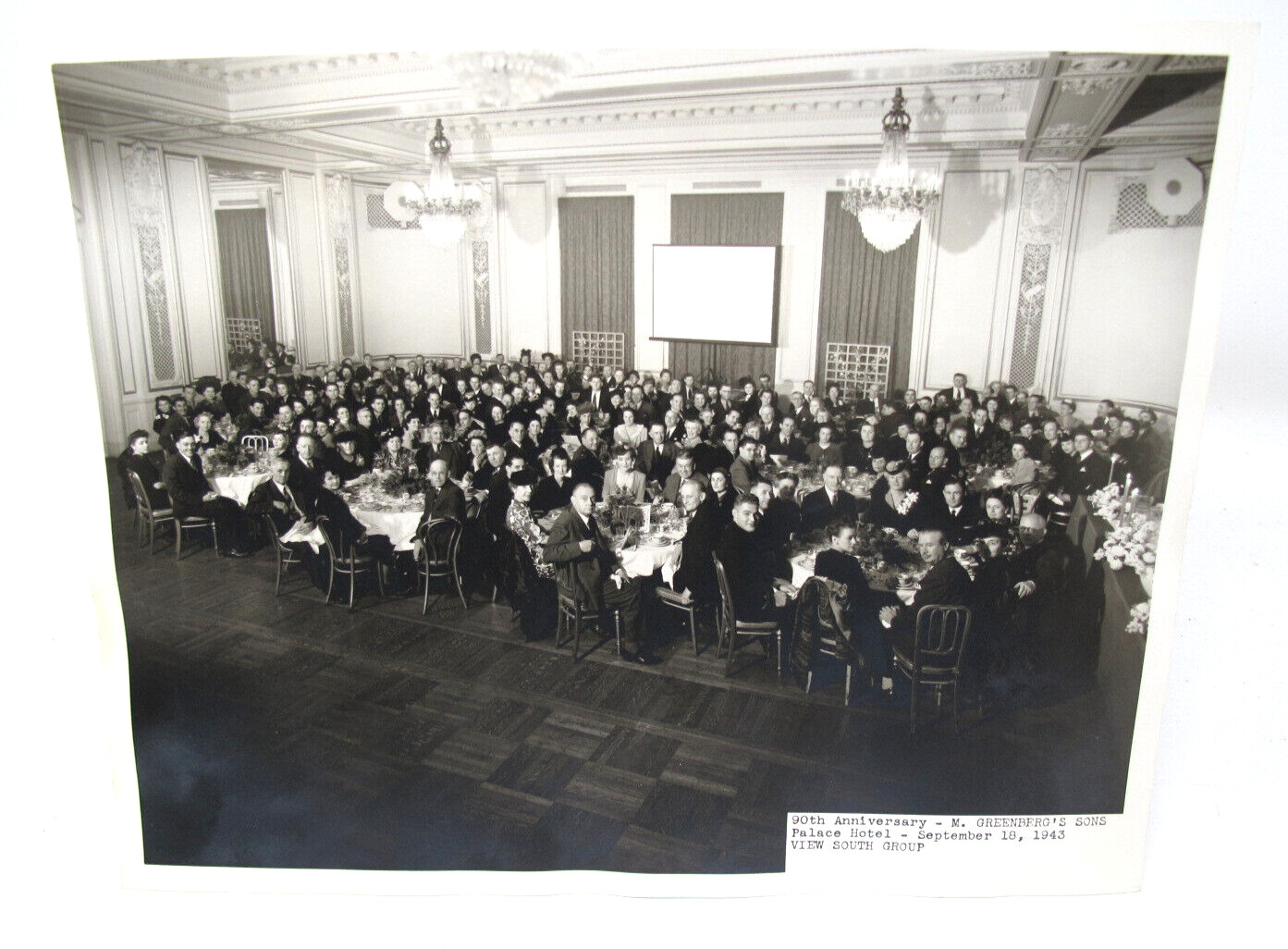 1943 M GREENBERG\'S SONS 90th Anniversary Photo Palace Hotel San Francisco WWII