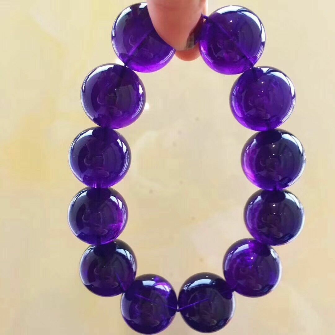Natural Purple Amethyst Uruguay Round Big Beads Healing Bracelet 19mm AAAA