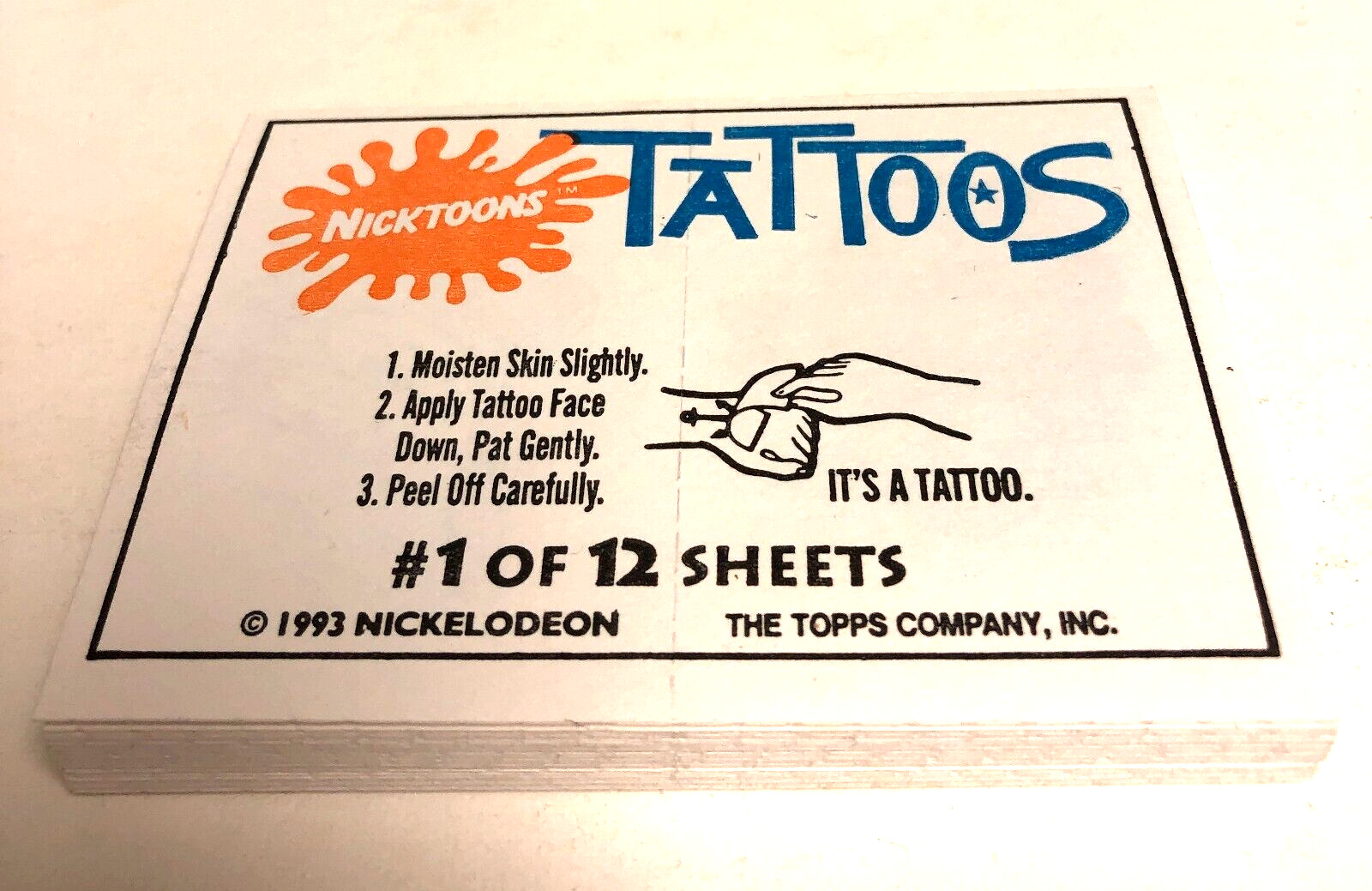 1993 Nicktoons Collectible Tattoos Complete Set 1-12 from Topps