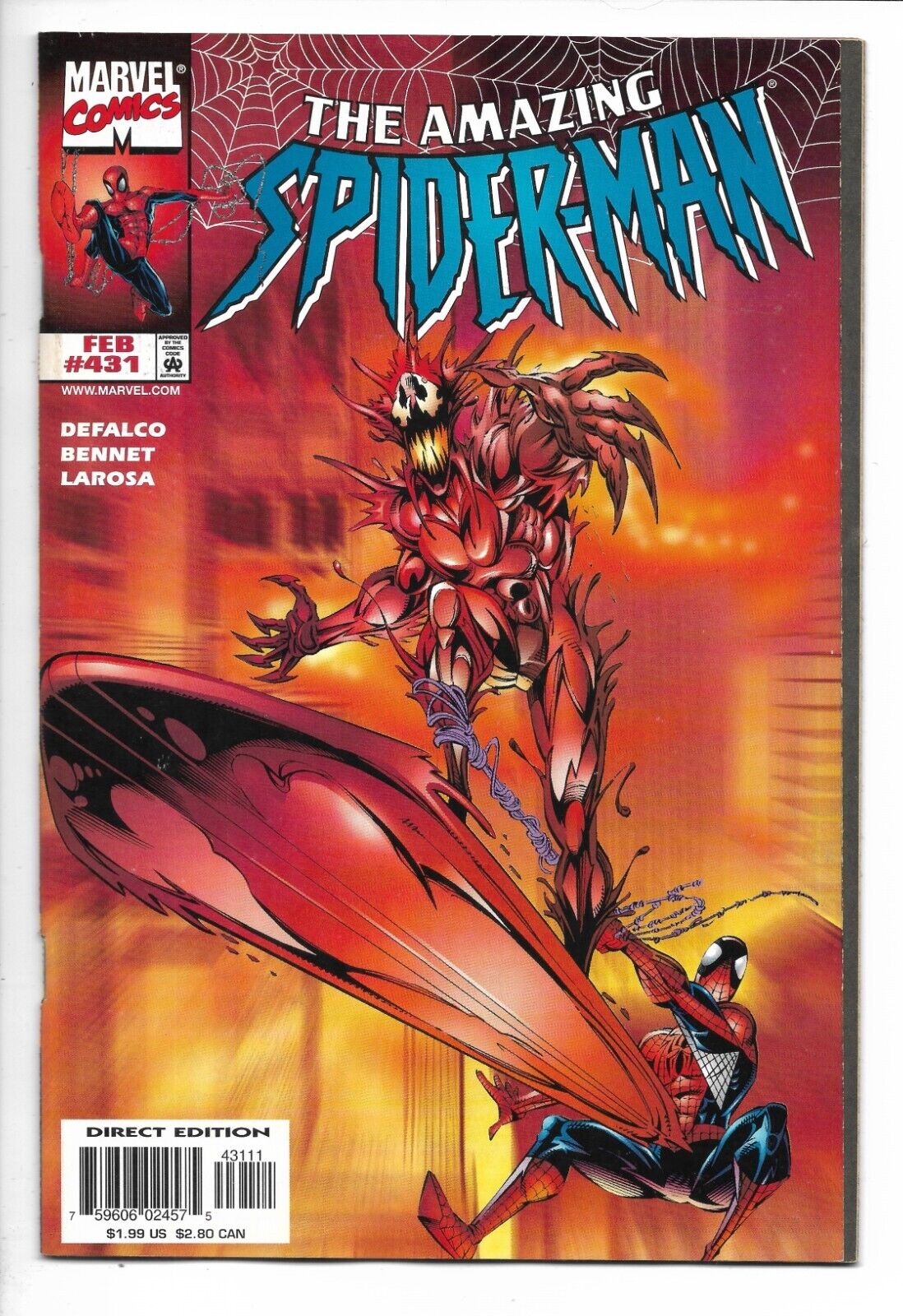 Amazing Spider-Man # 431 / Silver Surfer / Carnage / Galactus Cameo / 1998