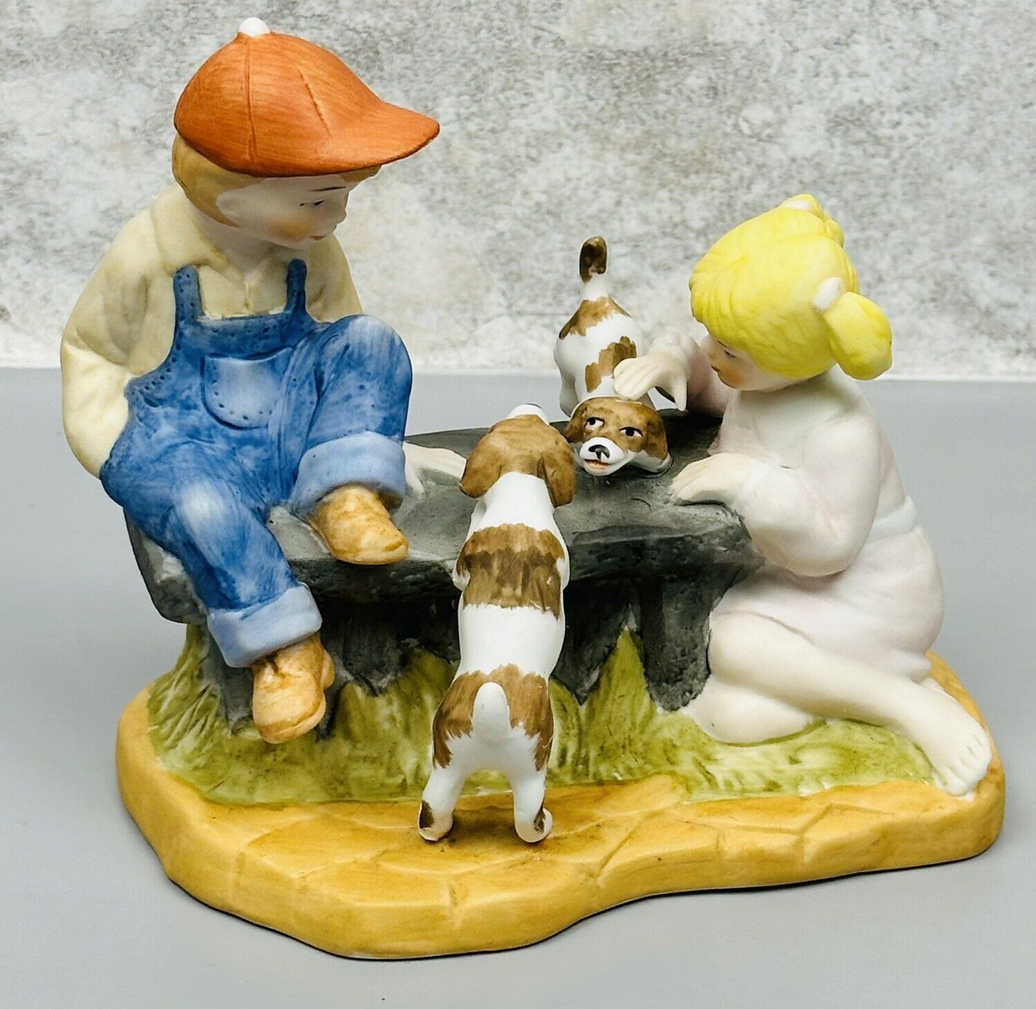 Vintage 1991 Paul Sebastian Meico Porcelain Figurine Boy & Girl and Dogs 5\