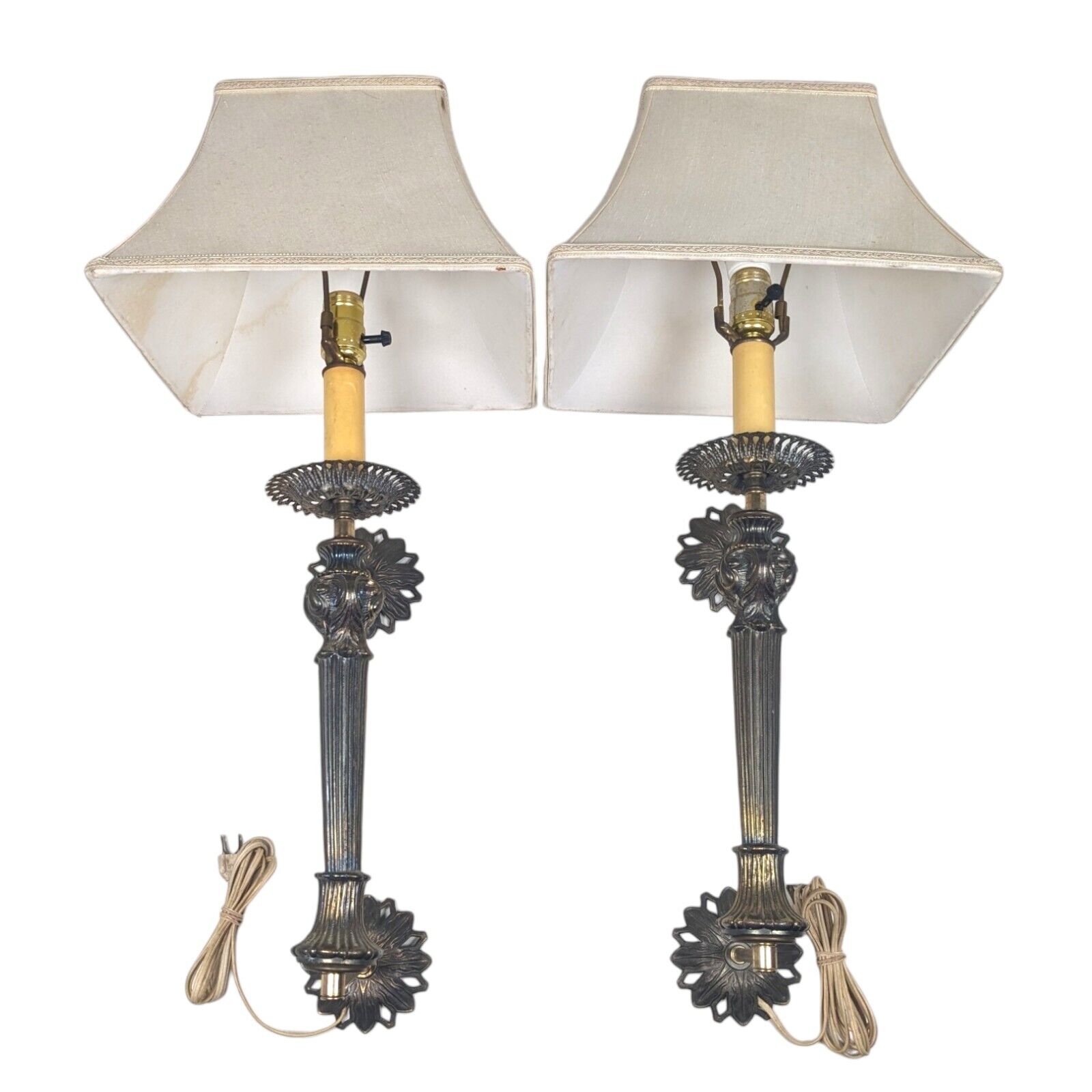 Pair Of Vintage Wall Mounted  Bedside Lamp Sconce - Candlestick Hanging - RARE