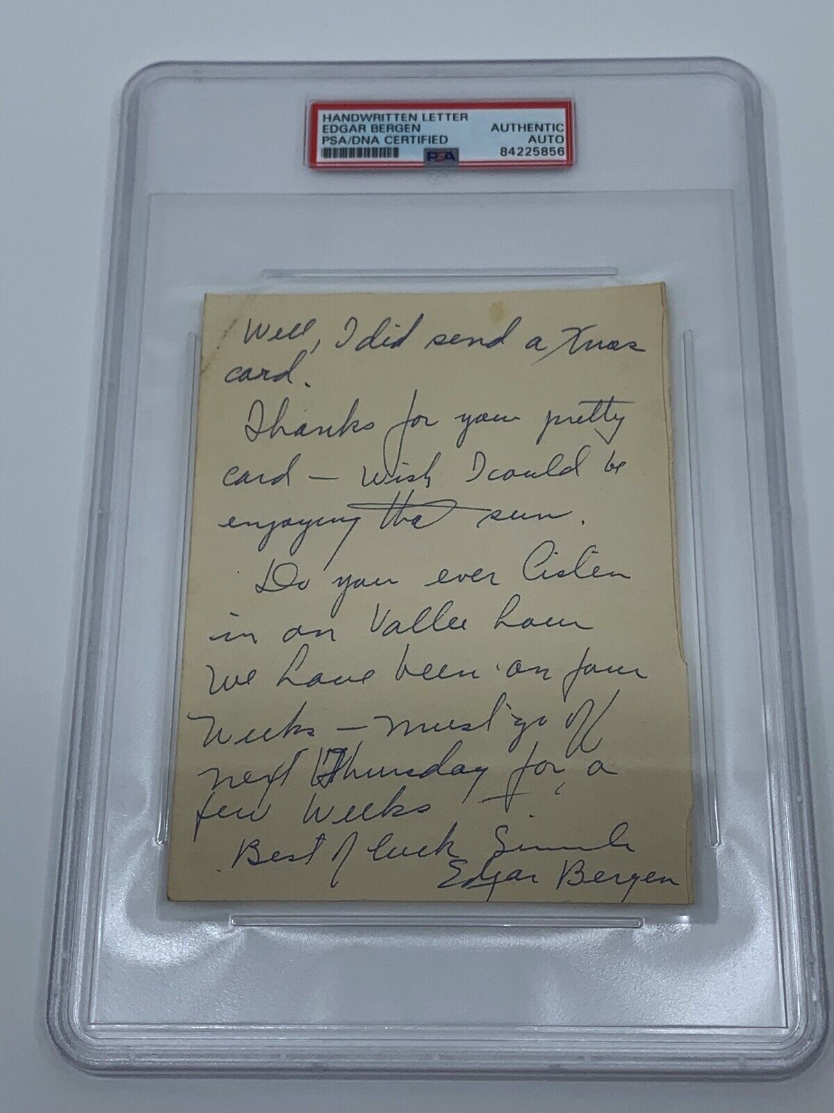 Edgar Bergen Actor Comedian Signed Autograph Handwritten Letter PSA DNA j2f1c