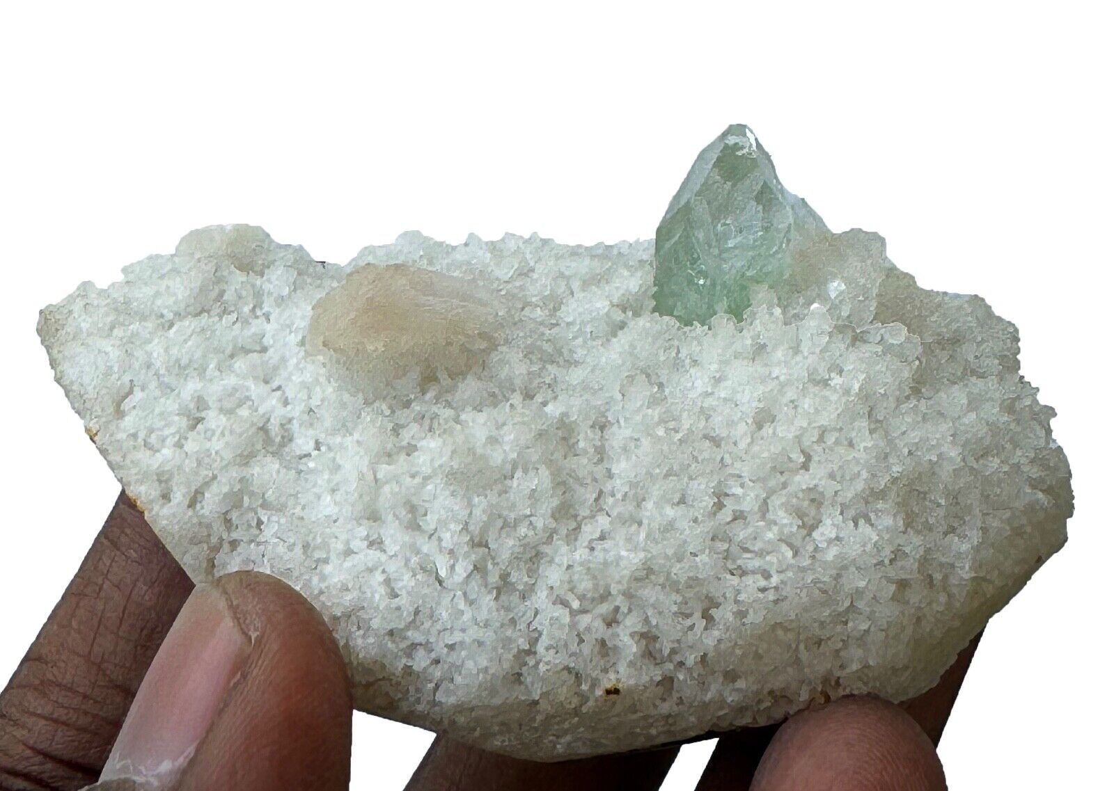 Pointed Light Green Apophyllite W/ Stilbite Rocks, Crystal And Mineral Specimens