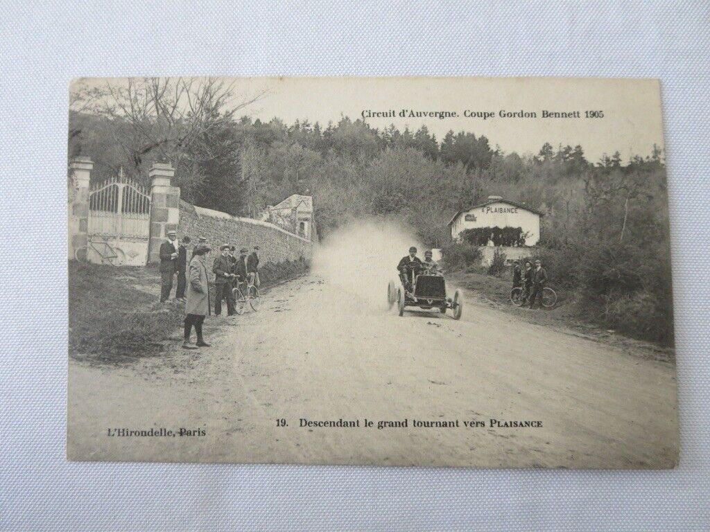 1905 Circuit D'Auvergne Coupe Gordon Bennett Cup Postcard Post Card w/ Stamp 