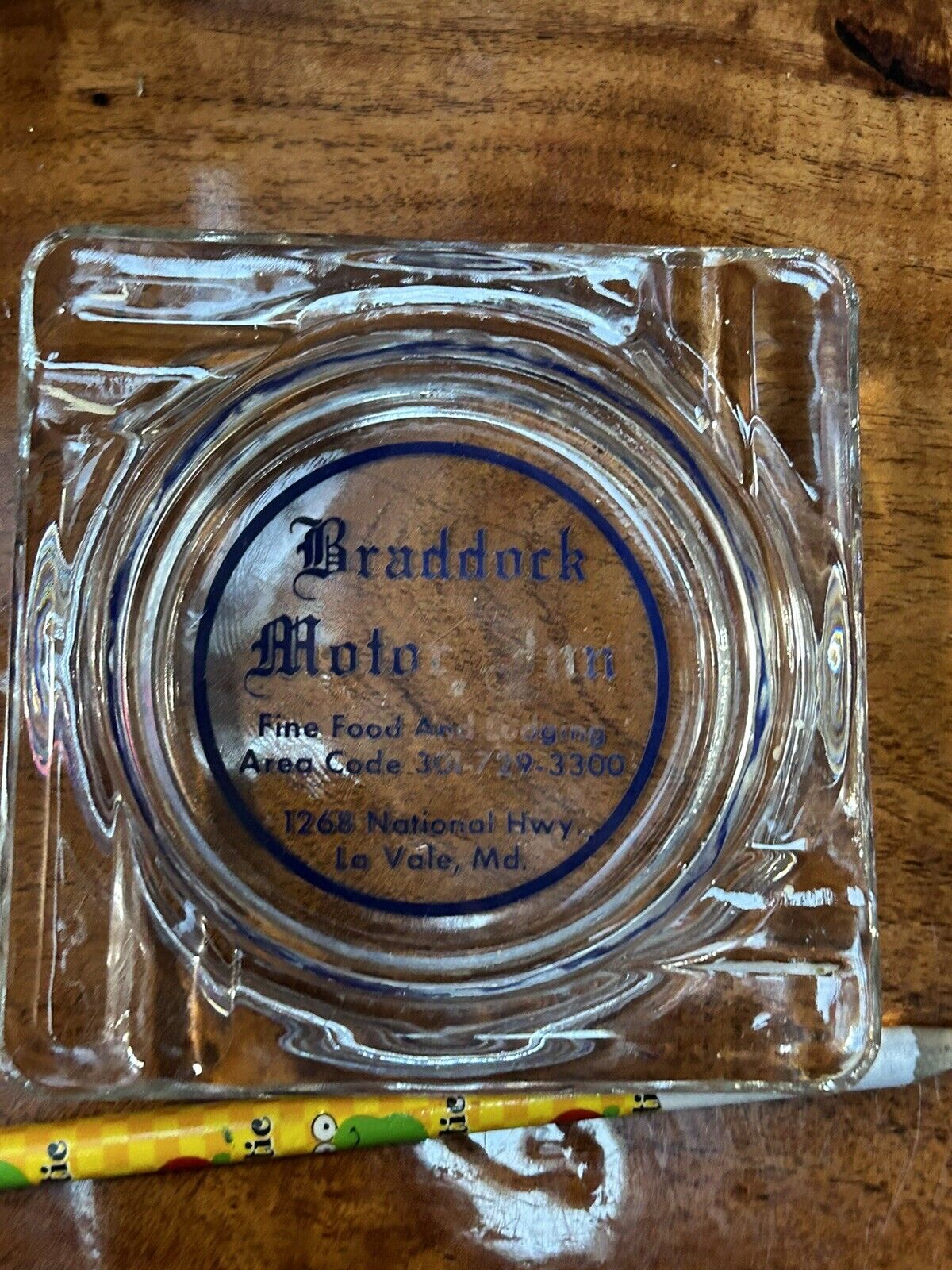 Vintage Glass Ashtray- Braddock Motor Inn La Vale Md